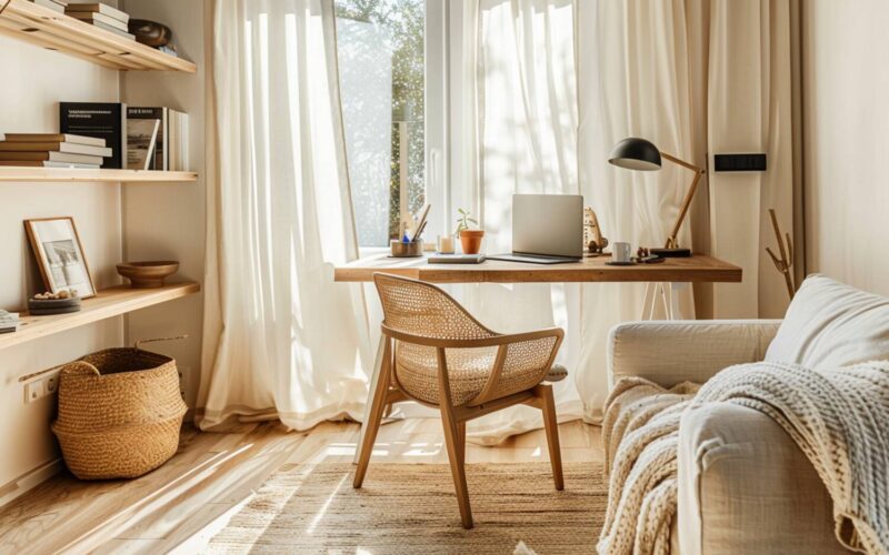 10 inspiracji na wnętrza biurowe w stylu skandynawskim z dodatkami z drewna