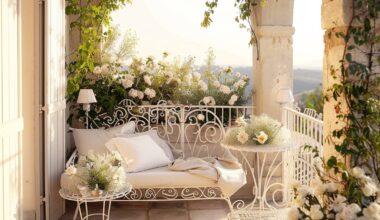 Jak urządzić balkon w stylu prowansalskim z dekoracyjnymi lampami stojącymi