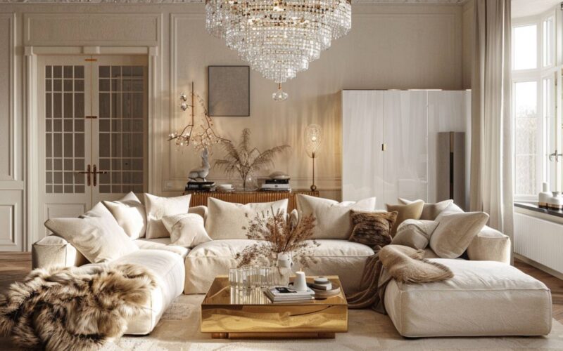 10 inspiracji na wnętrza skandynawskie z akcentami glamour