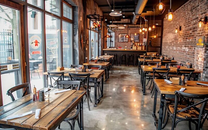 10 przykładów wnętrz restauracyjnych z meblami industrialnymi