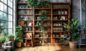 /imagine prompt: Jesienny ogród o zachodzie słońca, lampy solarne wśród opadłych, złoto-czerwonych liści. Światło przenika przez gałęzie starych dębów, tworząc magiczny nastrój. Nastrojowa paleta barw, filmowy klimat, dynamiczne światło i głębia pola --ar 4:3 --v 6.0