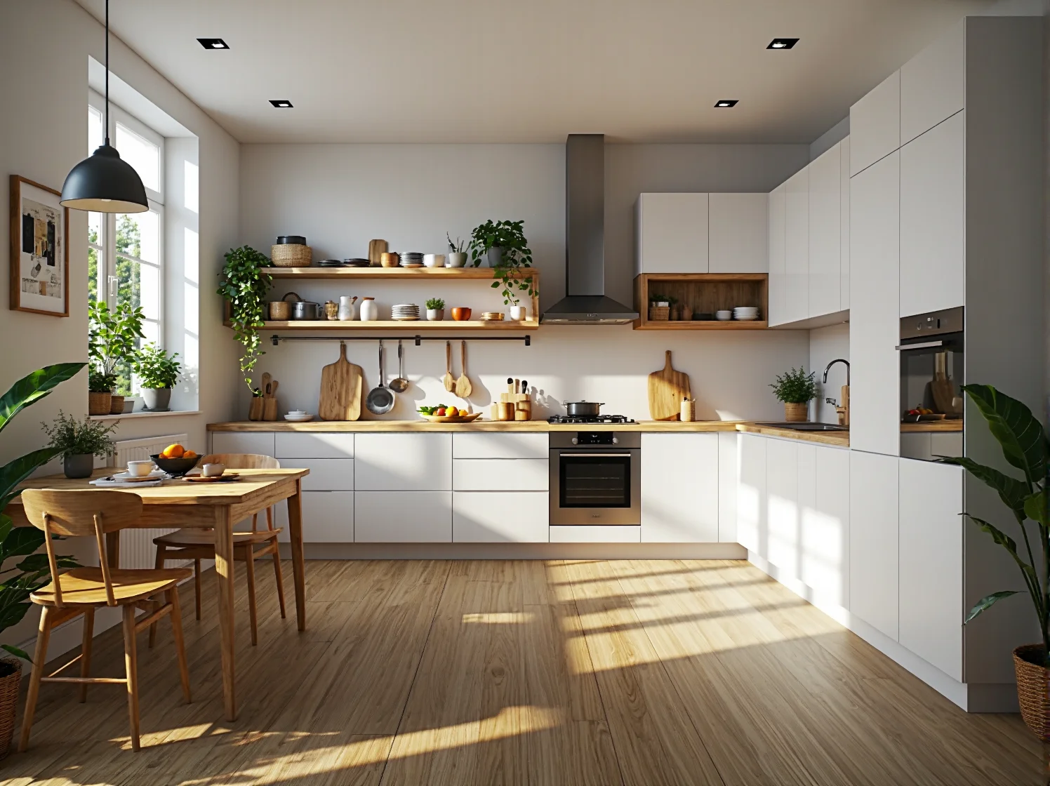 Drewniane meble i proste dodatki na balkonie urządzonym w minimalistycznym stylu.