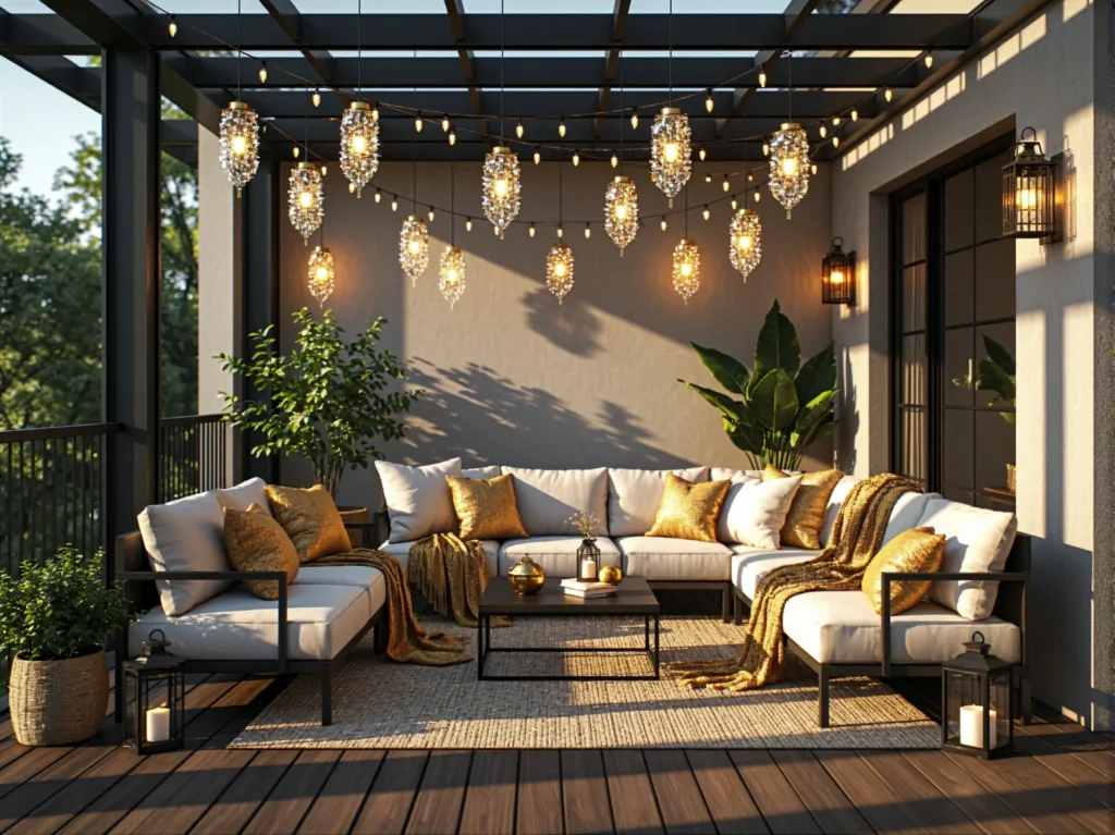 Narożny zestaw wypoczynkowy ogrodowy z kremową tapicerką i metalowym stelażem