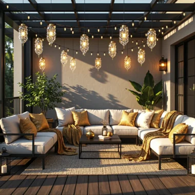 Narożny zestaw wypoczynkowy ogrodowy z kremową tapicerką i metalowym stelażem