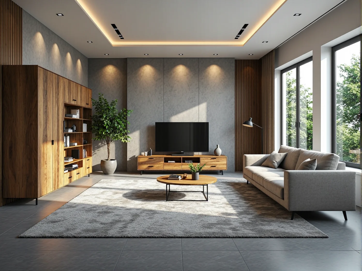 Designerski fotel tapicerowany w kąciku czytelniczym nowoczesnego mieszkania