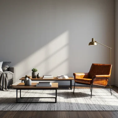 Fotel industrialny skórzany brązowy na metalowych nogach