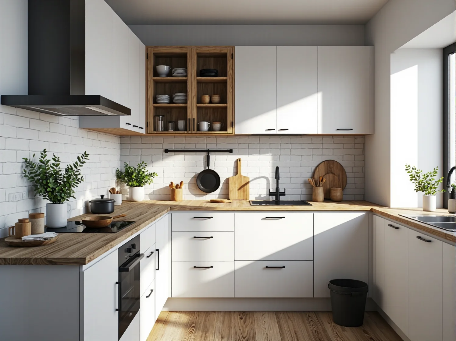 Funkcjonalna aranżacja balkonu z białymi meblami i stylowymi dodatkami w duchu minimalizmu.