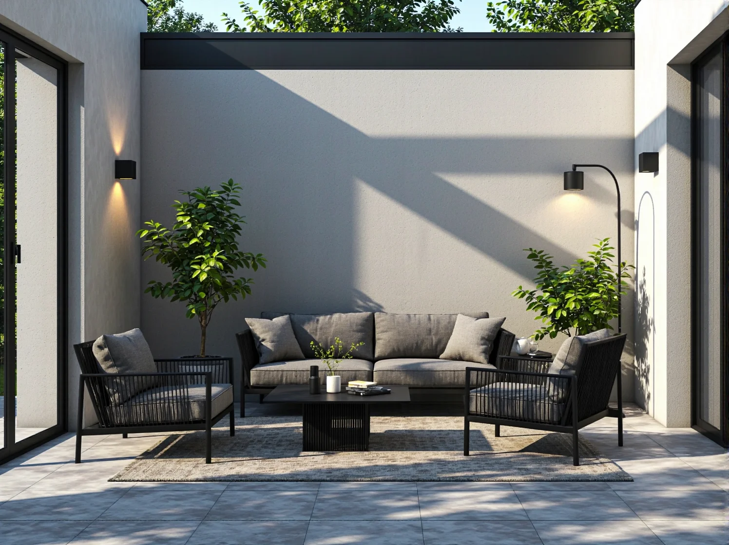 Dekoracyjne girlandy solarne tworzące magiczny klimat w ogrodzie wieczorem.