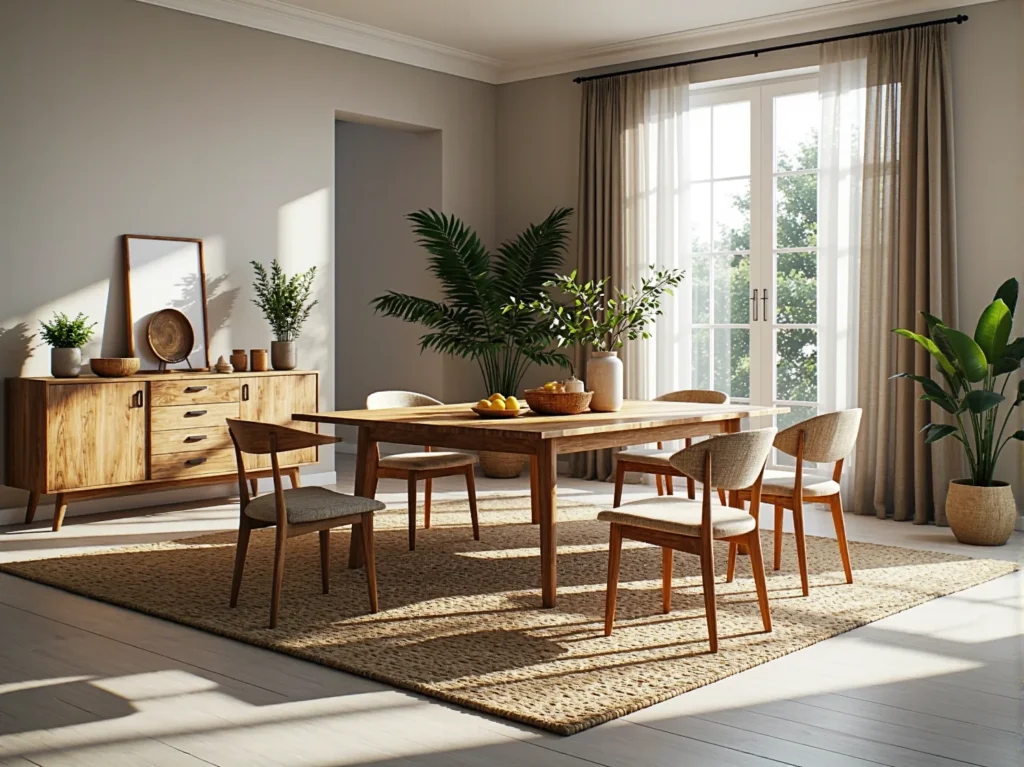 Drewniany stół jadalniany dąb naturalny z kompletem krzeseł