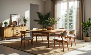 Drewniany stół jadalniany dąb naturalny z kompletem krzeseł