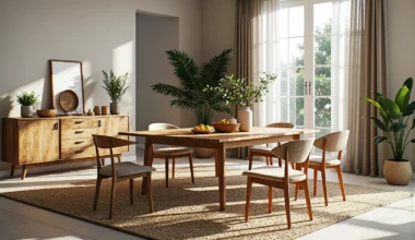 Drewniany stół jadalniany dąb naturalny z kompletem krzeseł