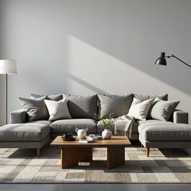 Nowoczesna lampa podłogowa LED z czarnym kloszem i regulowanym ramieniem