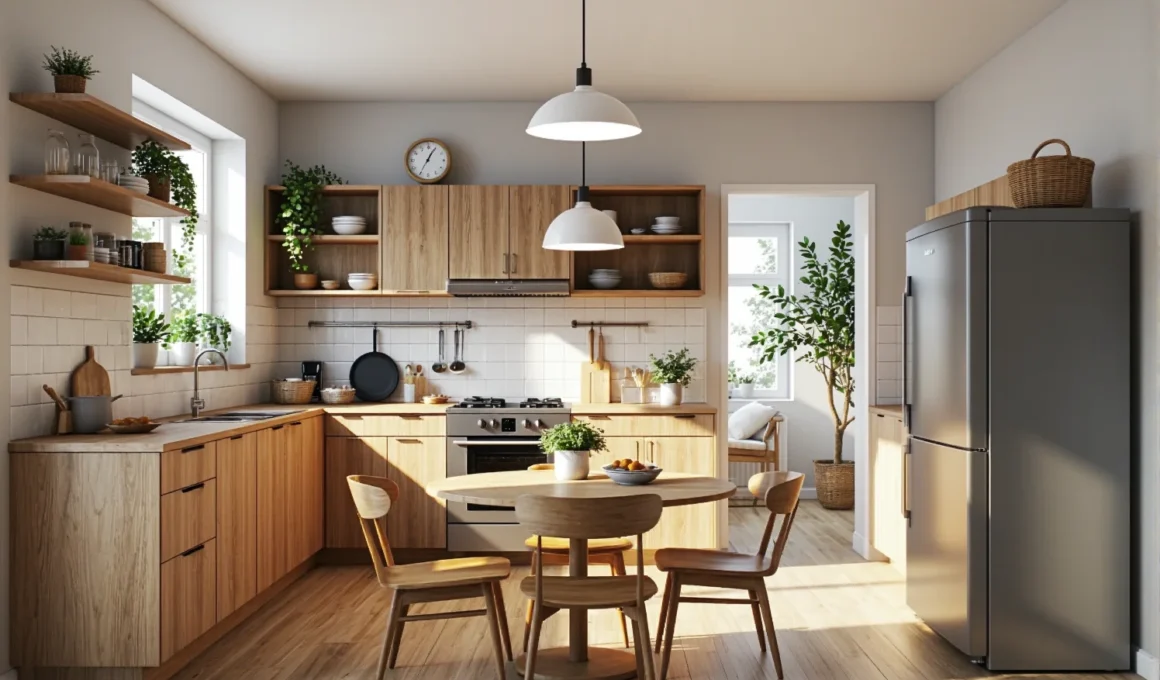 Meble kuchenne dębowe z drewnianym stołem i krzesłami