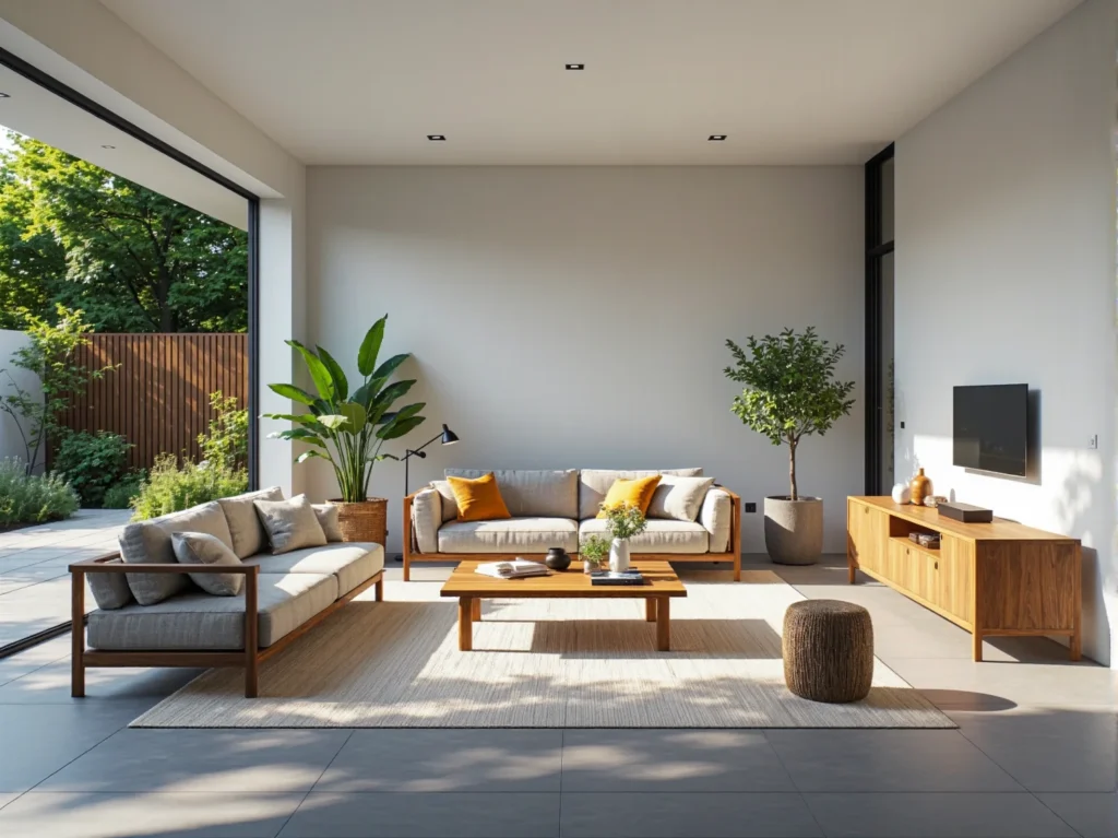 Komplet mebli wypoczynkowych dąb naturalny z beżową tapicerką