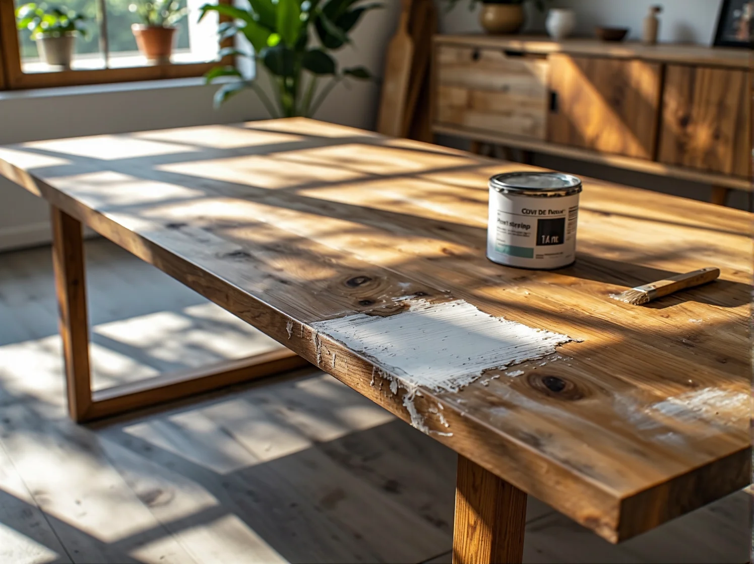 Nowoczesny salon z sofą w stylu vintage połączoną z dodatkami boho.