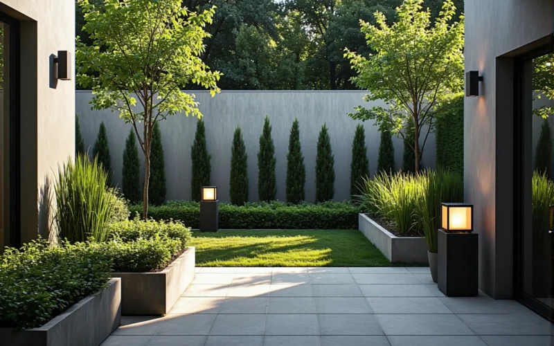 Minimalistyczna lampa ogrodowa słupkowa antracyt z ciepłym światłem