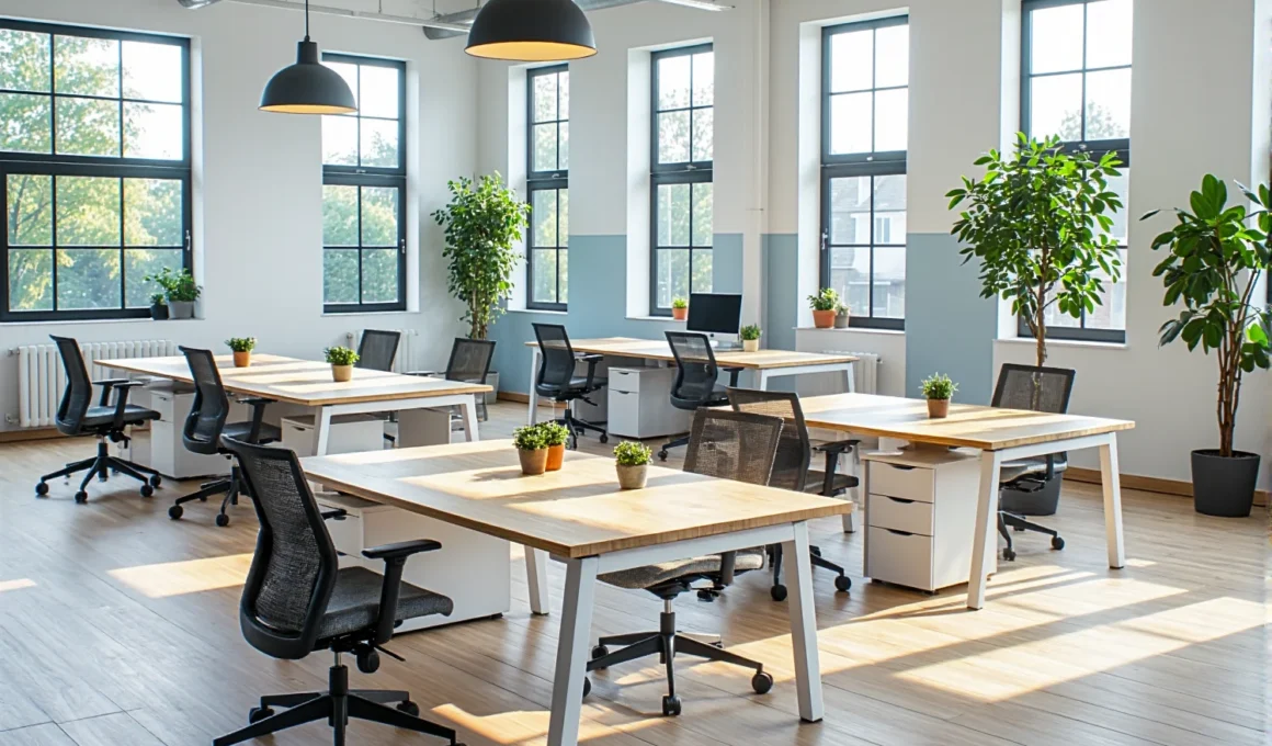 Biurko skandynawskie dąb naturalny z białymi nogami i szufladami