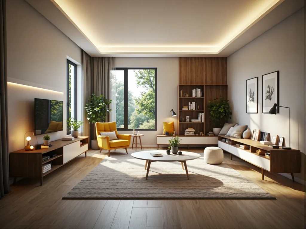 Szafka RTV biało-drewniana z półkami na drewnianych nóżkach