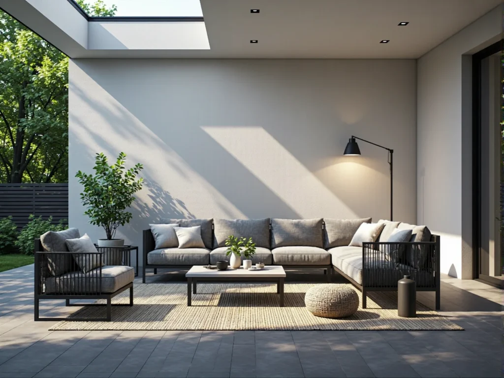 Zestaw wypoczynkowy ogrodowy antracyt z szarymi poduszkami