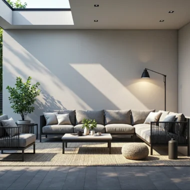 Zestaw wypoczynkowy ogrodowy antracyt z szarymi poduszkami