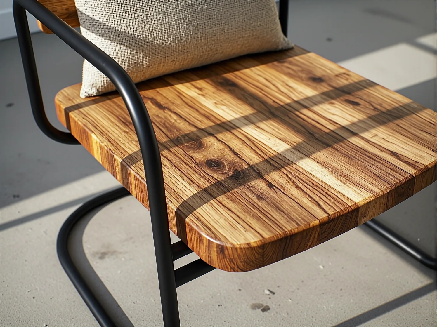 Wiszące lampy w stylu industrialnym z żarówkami Edisona jako oświetlenie mebli na tarasie.