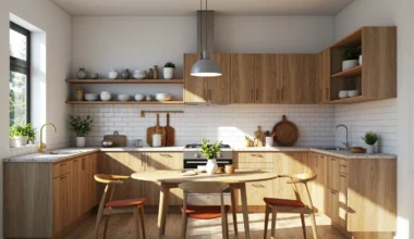 Okrągły stół drewniany dąb z czterema krzesłami do małej kuchni