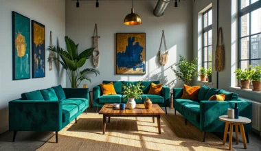 Zestaw wypoczynkowy szmaragdowy z aksamitu na drewnianych nogach