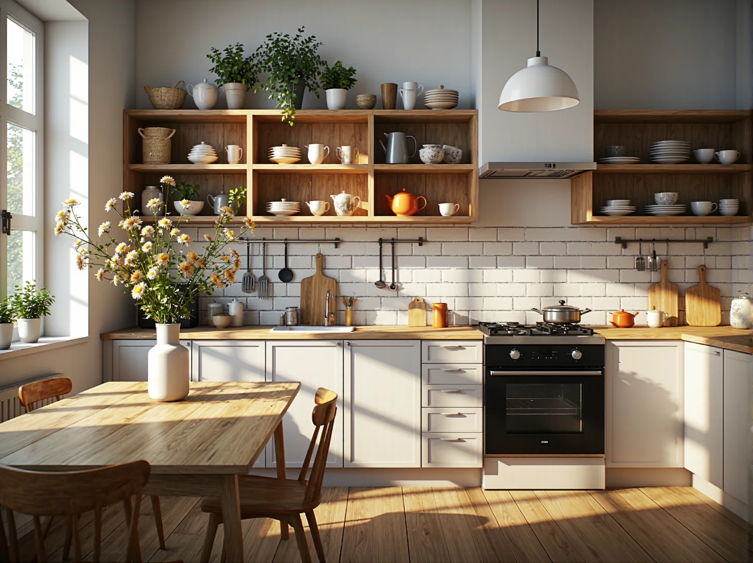 Rozkładany stół modułowy oszczędzający miejsce w kuchni