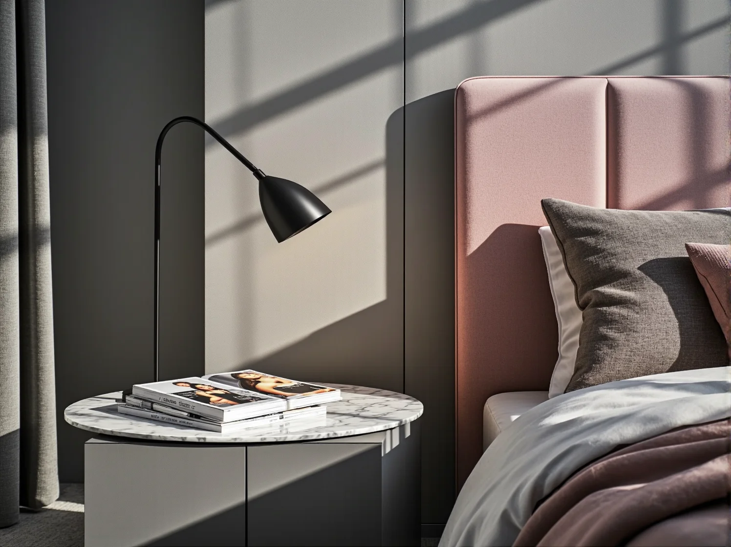 Sypialnia glamour: połączenie luksusowego aksamitu i nowoczesnego designu wnętrza.