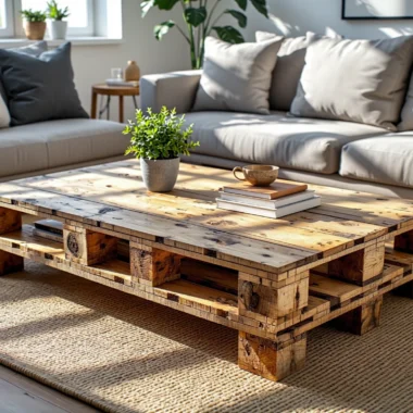Stolik kawowy z palet drewno z odzysku w stylu rustykalnym