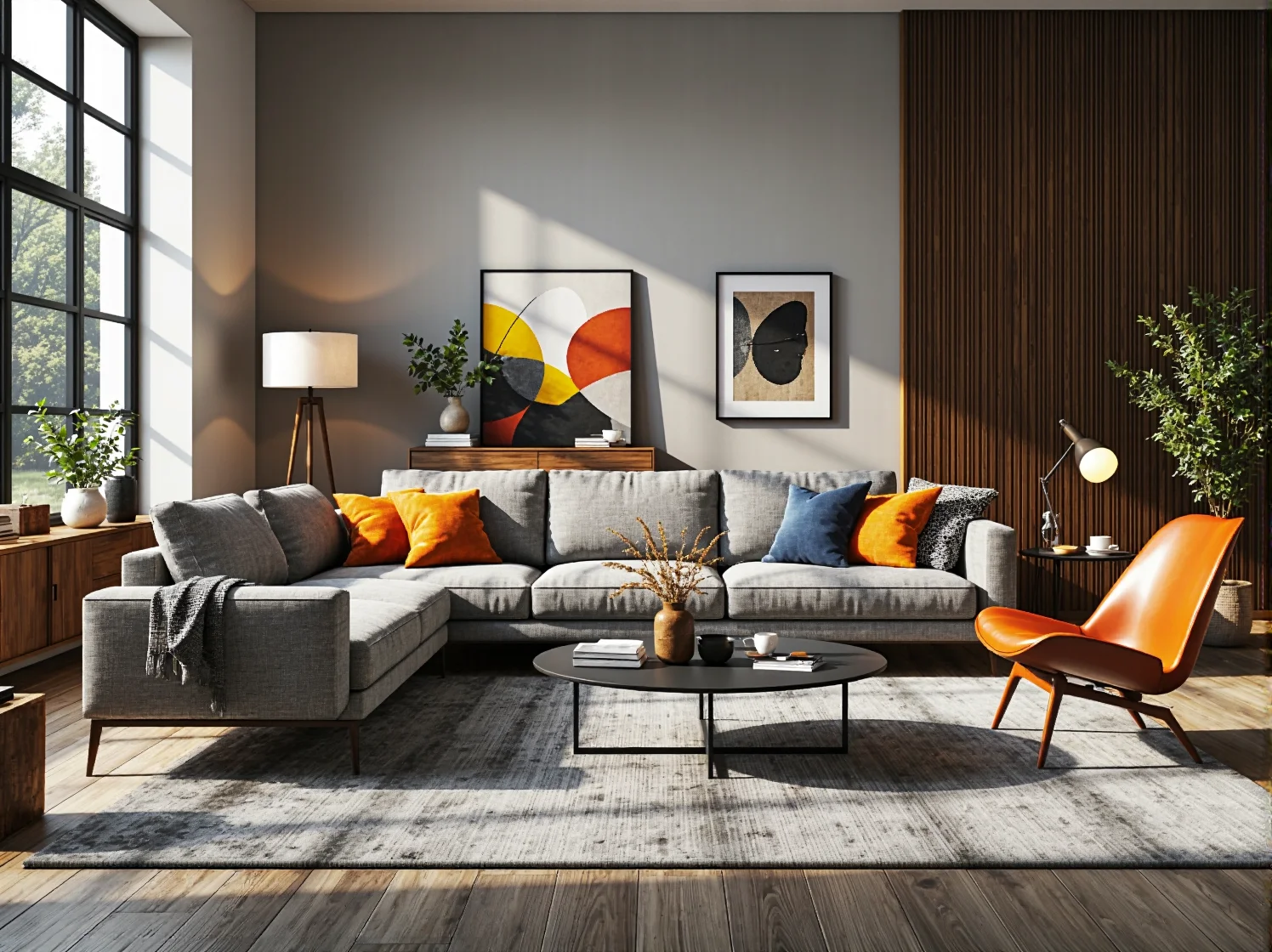 Szeroka, wygodna sofa z lat 70. z miękkim obiciem typu sztruks.